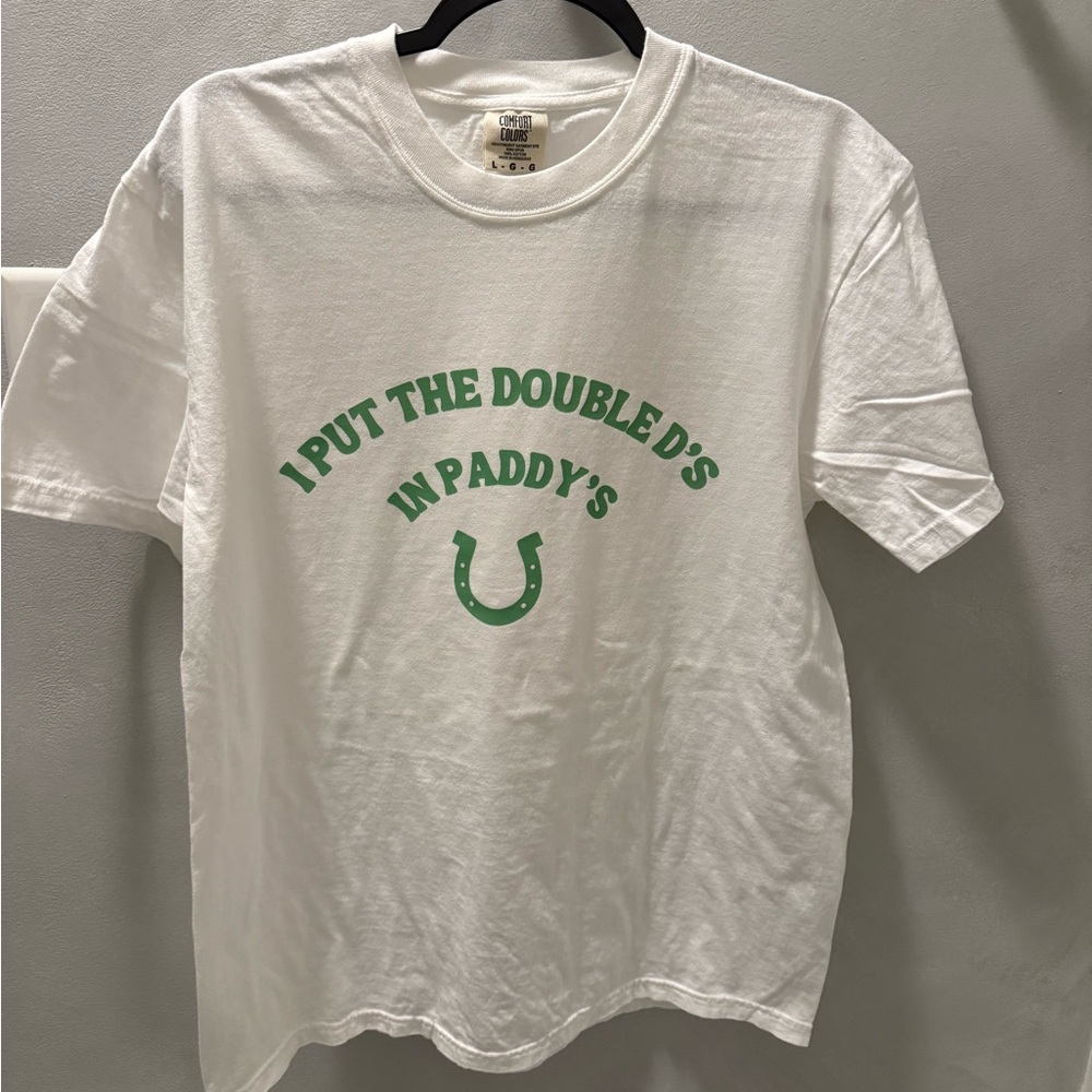 White Graphic Tee with Green Print